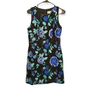 Eliza J Black Floral Embroidered Dress Size 8P Petite